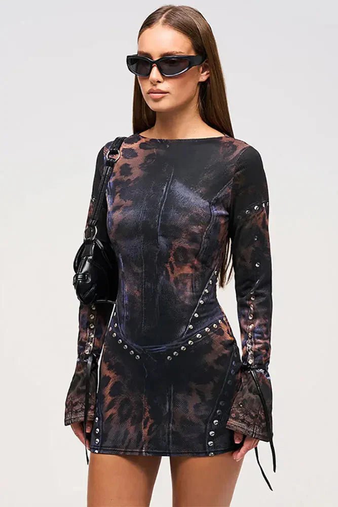 knee length dresses for ladies Edgy Adjustable Drawstring Mini Dress with Eyelet Straps
