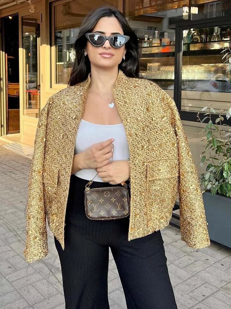 Allison | Golden Sequin Jacket in first_variant_option1 | Elegant Women&