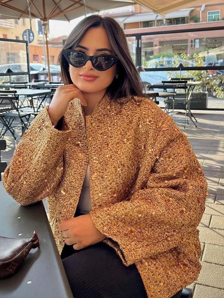 Allison | Golden Sequin Jacket in first_variant_option1 | Elegant Women&