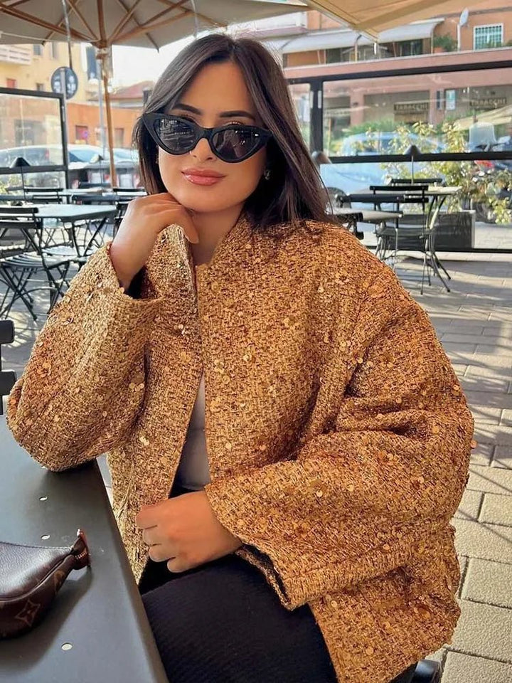 Allison | Golden Sequin Jacket in first_variant_option1 | Elegant Women&