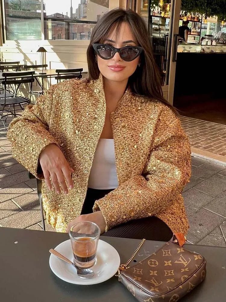 Allison | Golden Sequin Jacket in first_variant_option1 | Elegant Women&