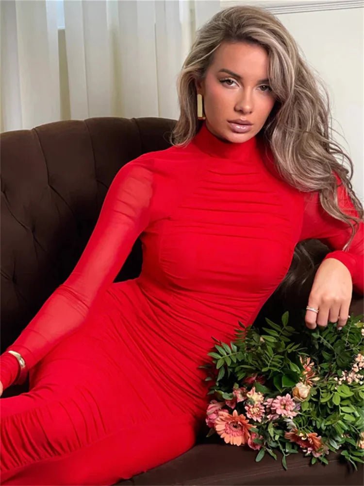 Anya | Turtleneck Bodycon Maxi Dress in first_variant_option1 | Elegant Women&
