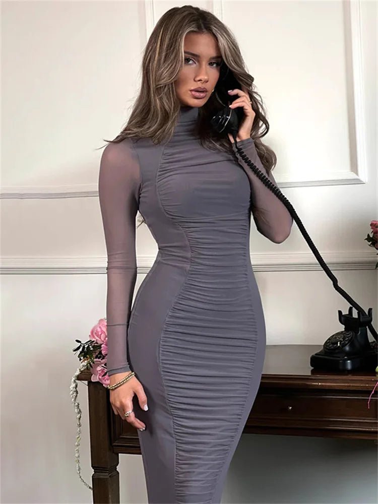 Anya | Turtleneck Bodycon Maxi Dress in first_variant_option1 | Elegant Women&
