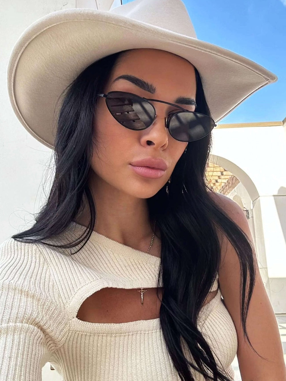 Ardith | Sleek Cat - Eye Sunglasses in first_variant_option1 | Elegant Women's Dress - Maeve The Label