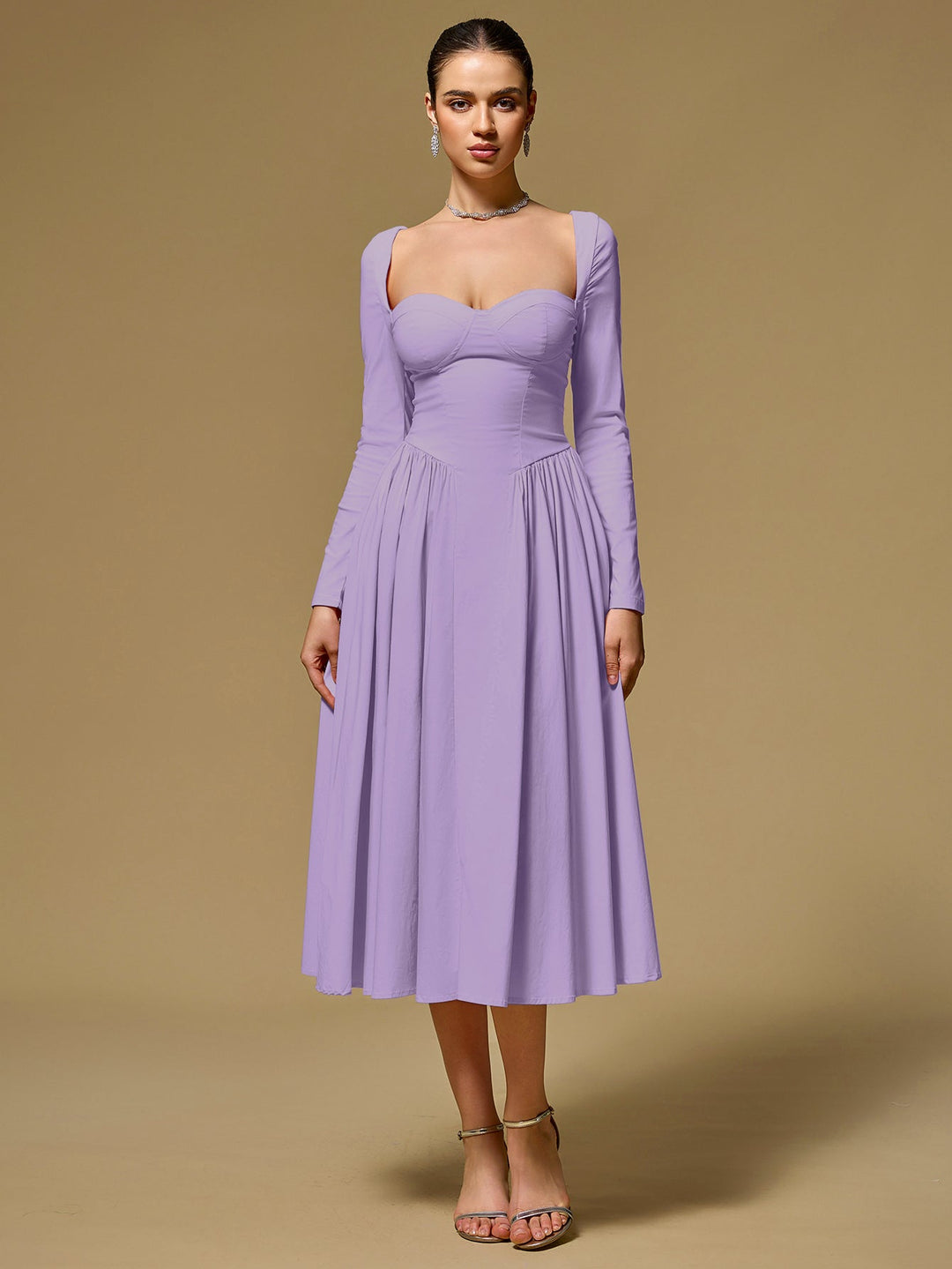 Aria | Long Sleeve Tie Back A - Line Dress in first_variant_option1 | Elegant Women&