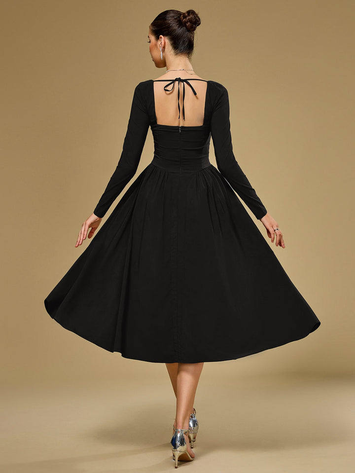 Aria | Long Sleeve Tie Back A - Line Dress in first_variant_option1 | Elegant Women&