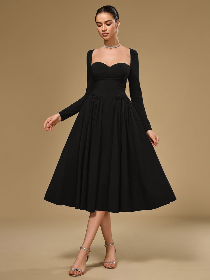 Aria | Long Sleeve Tie Back A - Line Dress in first_variant_option1 | Elegant Women&