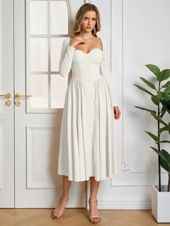 Aria | Long Sleeve Tie Back A - Line Dress in first_variant_option1 | Elegant Women&