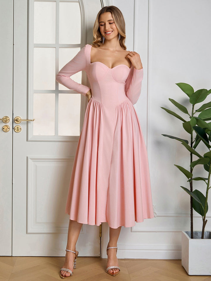 Aria | Long Sleeve Tie Back A - Line Dress in first_variant_option1 | Elegant Women&