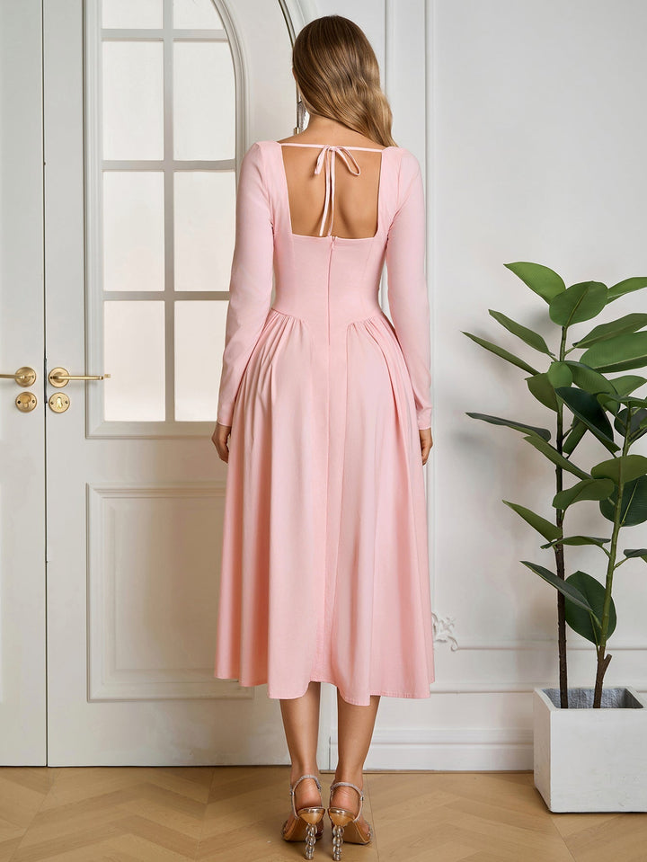 Aria | Long Sleeve Tie Back A - Line Dress in first_variant_option1 | Elegant Women&