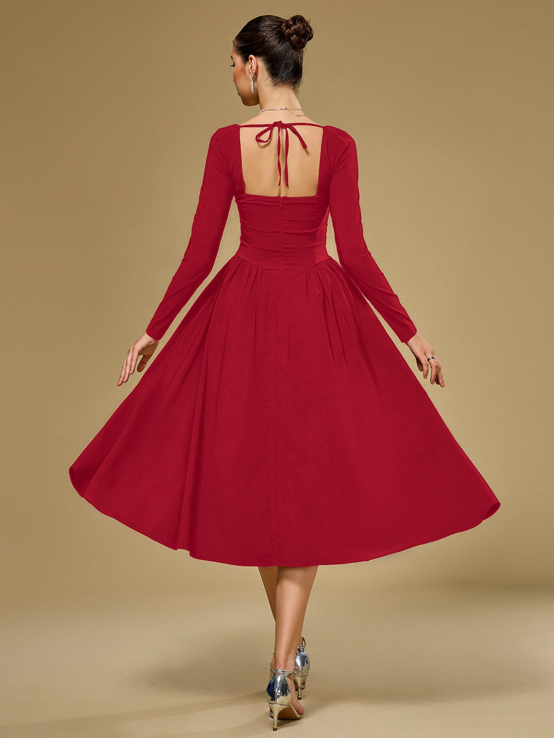 Aria | Long Sleeve Tie Back A - Line Dress in first_variant_option1 | Elegant Women&