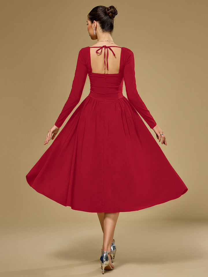 Aria | Long Sleeve Tie Back A - Line Dress in first_variant_option1 | Elegant Women&