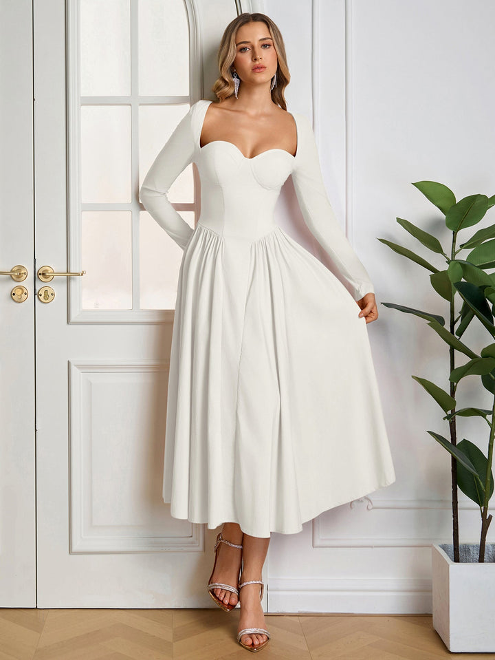 Aria | Long Sleeve Tie Back A - Line Dress in first_variant_option1 | Elegant Women&