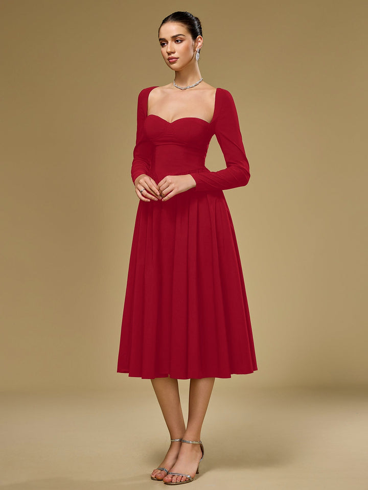 Aria | Long Sleeve Tie Back A - Line Dress in first_variant_option1 | Elegant Women&