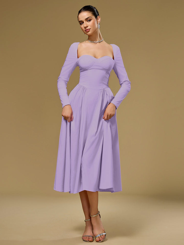 Aria | Long Sleeve Tie Back A - Line Dress in first_variant_option1 | Elegant Women&
