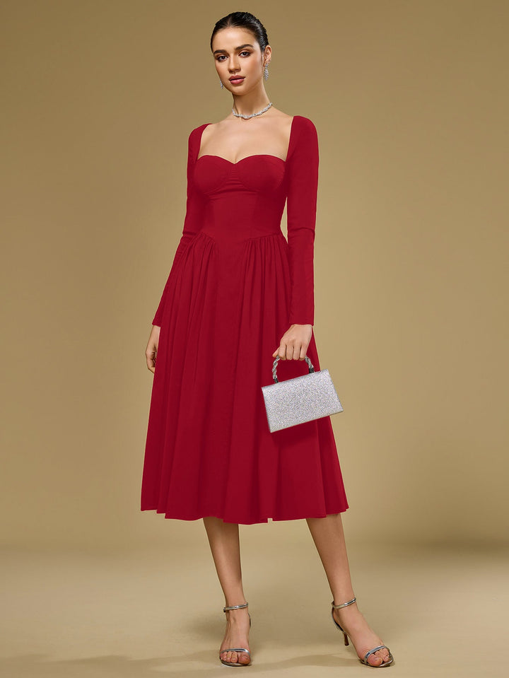 Aria | Long Sleeve Tie Back A - Line Dress in first_variant_option1 | Elegant Women&