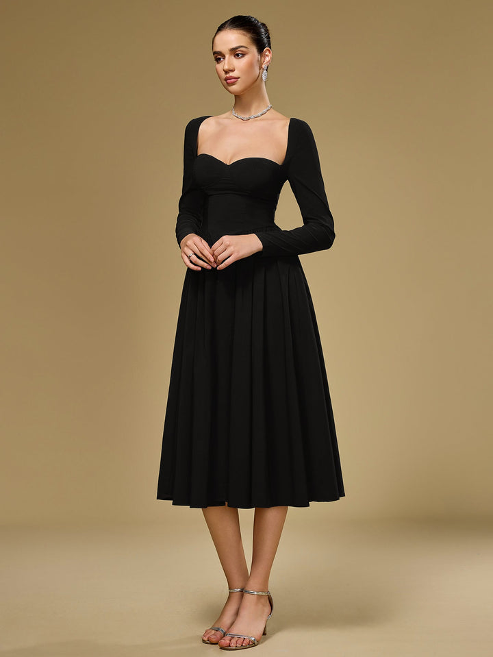 Aria | Long Sleeve Tie Back A - Line Dress in first_variant_option1 | Elegant Women&