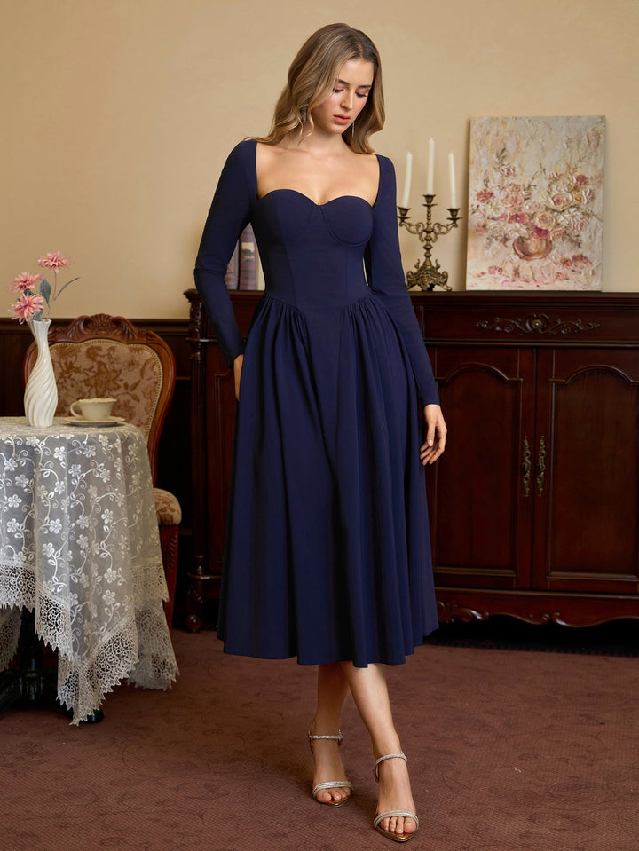 Aria | Long Sleeve Tie Back A - Line Dress in first_variant_option1 | Elegant Women&