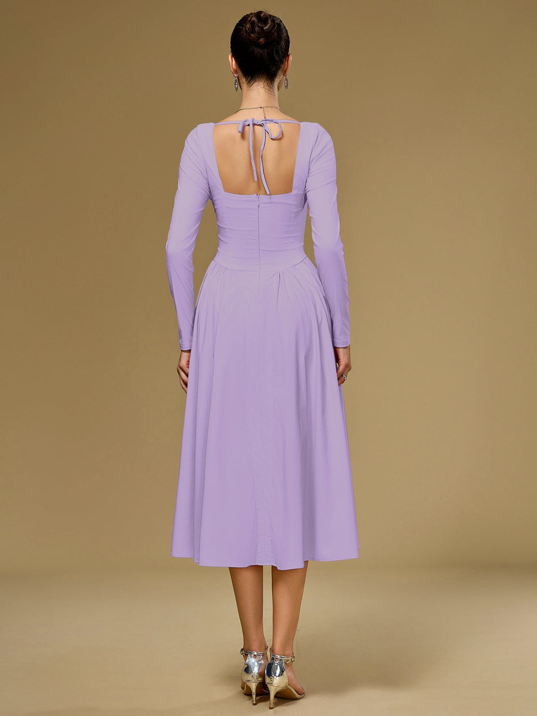 Aria | Long Sleeve Tie Back A - Line Dress in first_variant_option1 | Elegant Women&