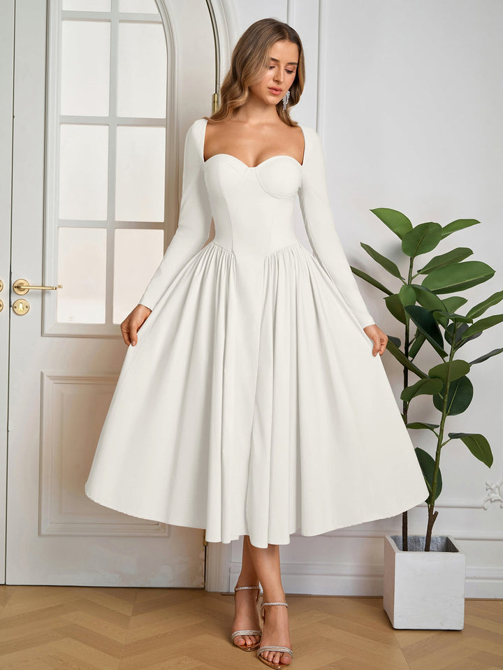 Aria | Long Sleeve Tie Back A - Line Dress in first_variant_option1 | Elegant Women&