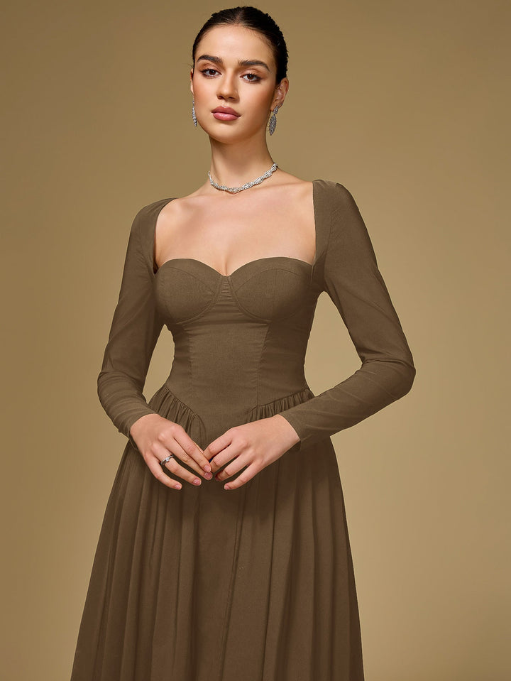 Aria | Long Sleeve Tie Back A - Line Dress in first_variant_option1 | Elegant Women&