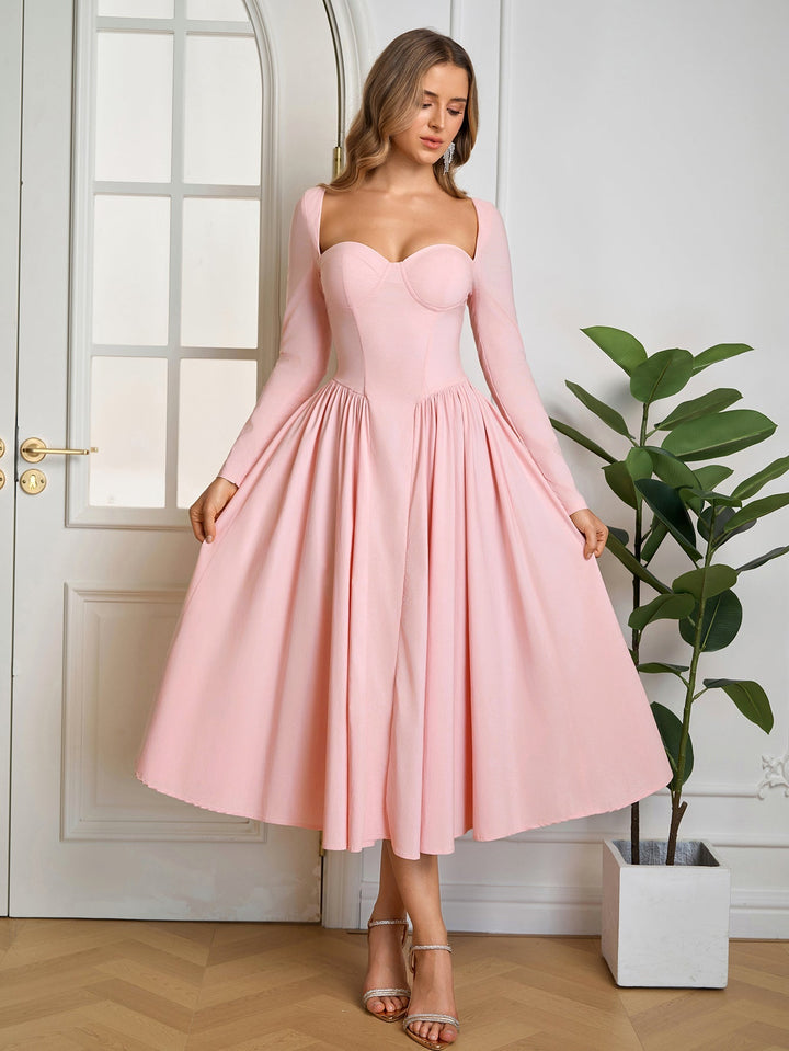 Aria | Long Sleeve Tie Back A - Line Dress in first_variant_option1 | Elegant Women&