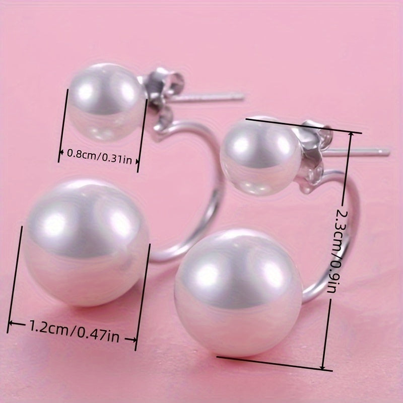 Hastia | Double-Sided Faux Pearl Front-Back Stud Earrings