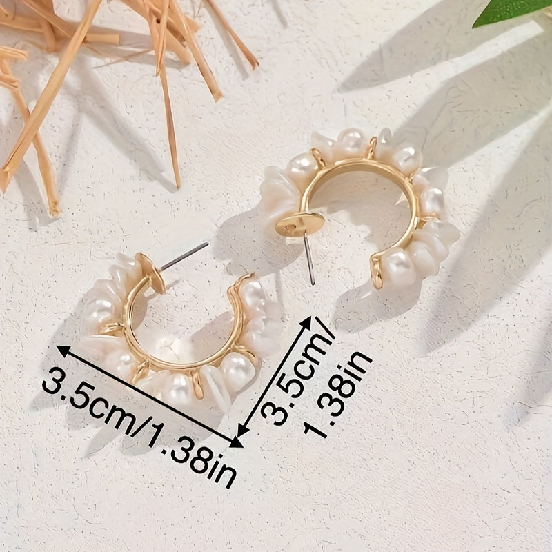 Nerina | Handcrafted Baroque Faux Pearl Hoop Earrings