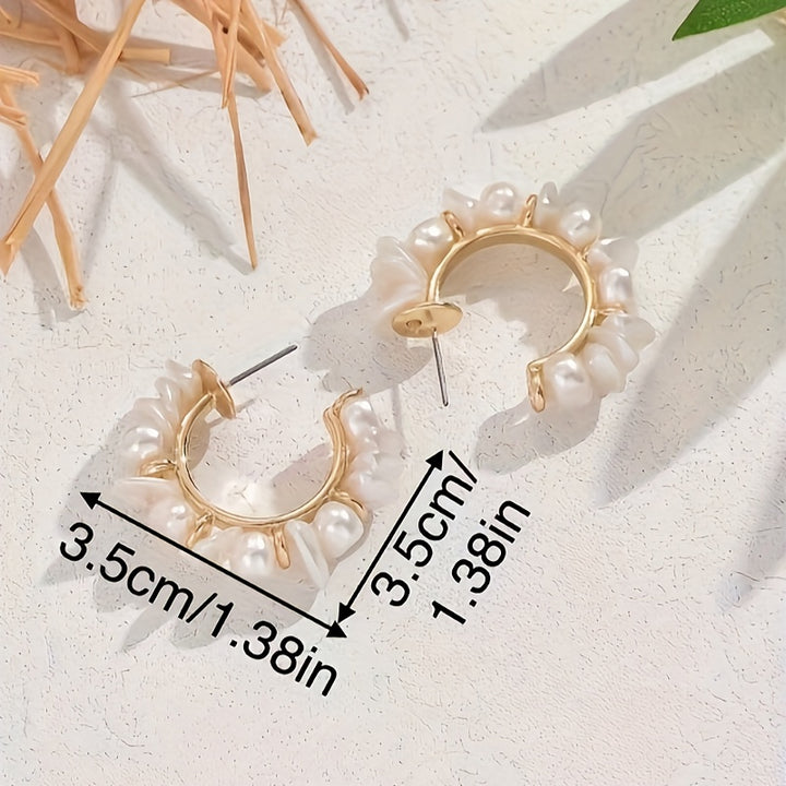 Nerina | Handcrafted Baroque Faux Pearl Hoop Earrings