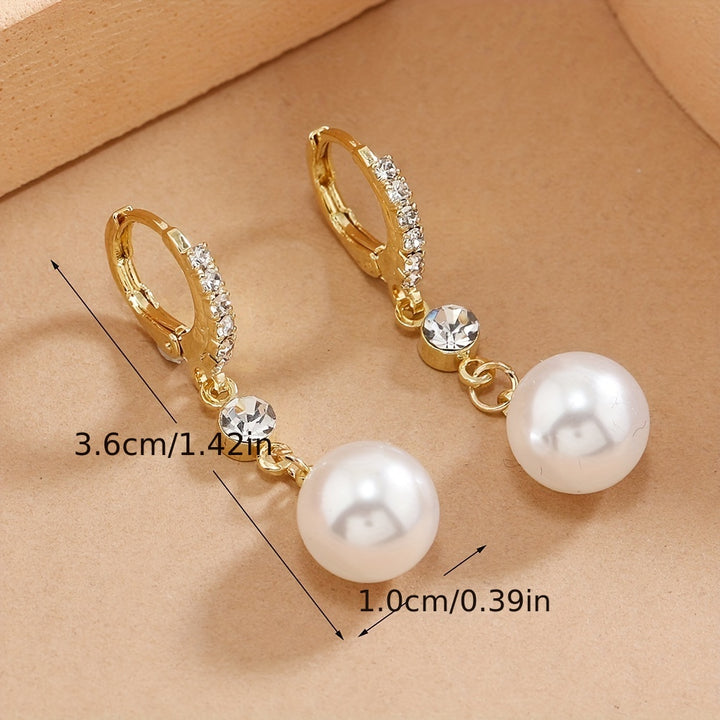 Solene | High-End Gentle Style Faux Pearl Drop Huggie Earrings