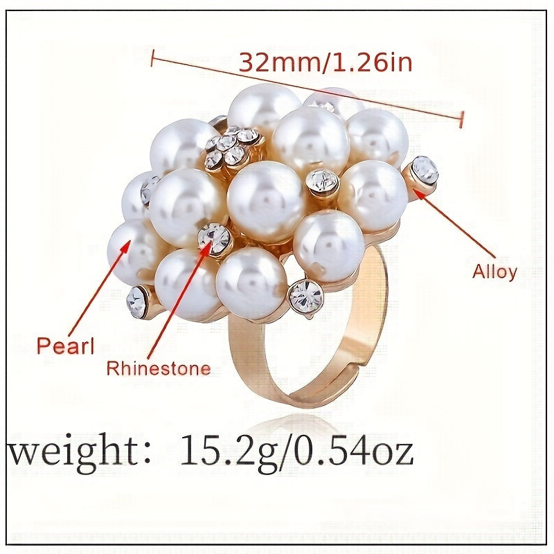 Geneva | French Retro Faux Pearl Cluster Statement Ring