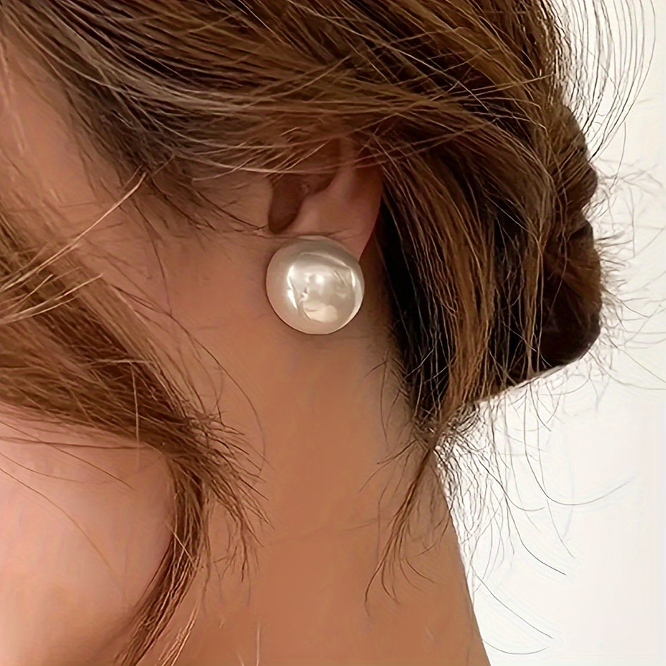 Céleste | Vintage Large Faux Pearl Stud Earrings
