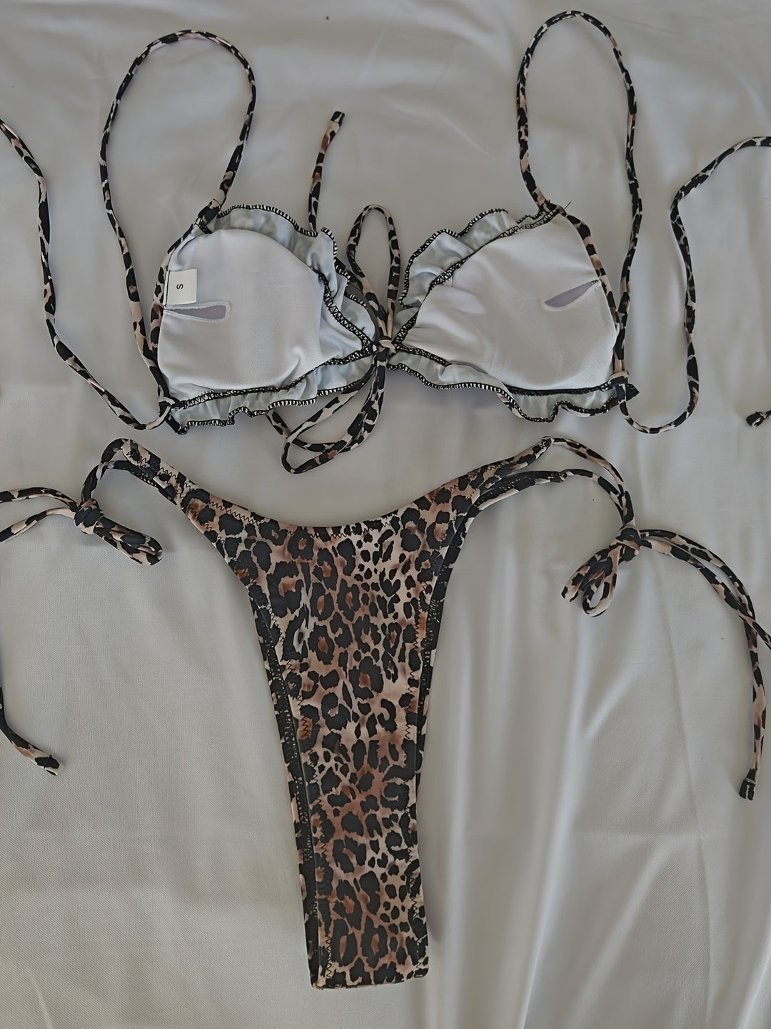 Zahra | Leopard Ruched Tie Bikini Set