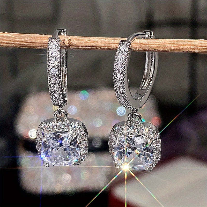 Evelina | Zirconia Halo Huggie Earrings