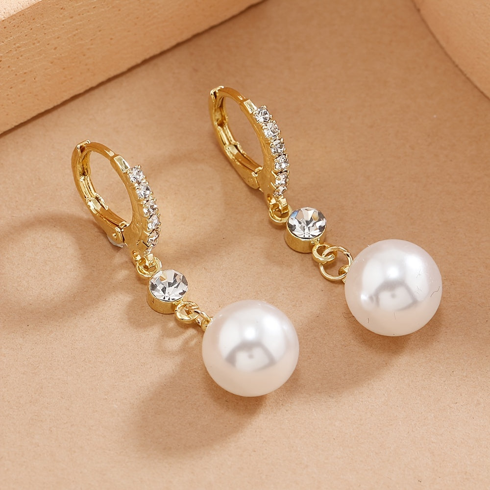 Solene | High-End Gentle Style Faux Pearl Drop Huggie Earrings