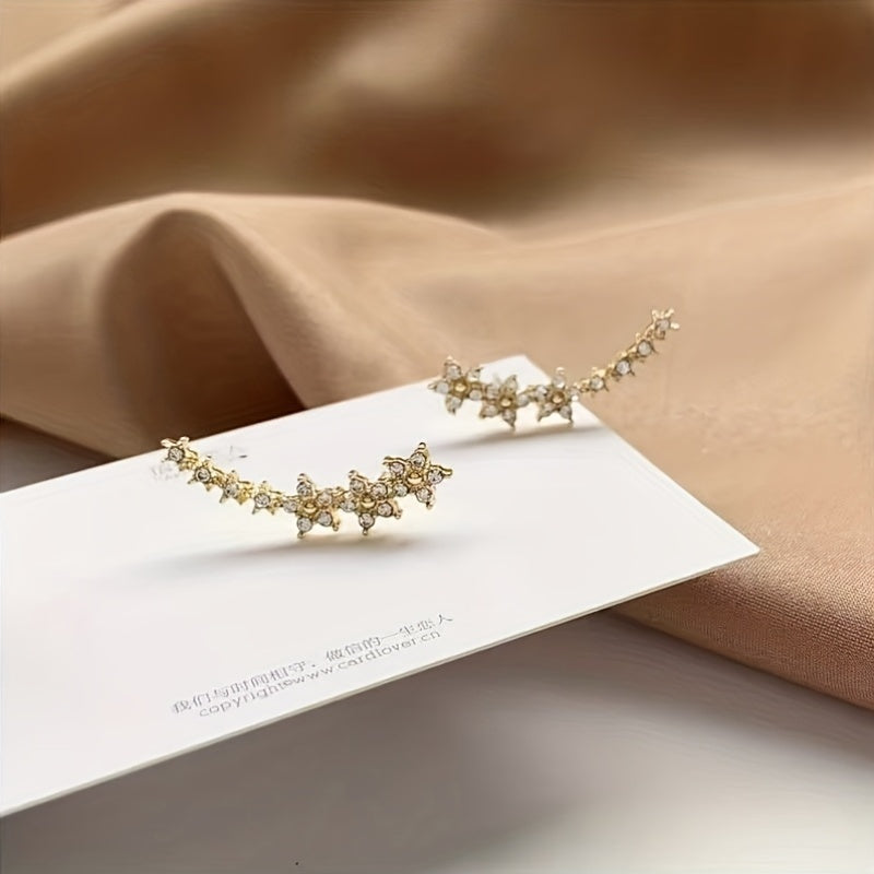 Fleurine | Rhinestone Flower Ear Climbers