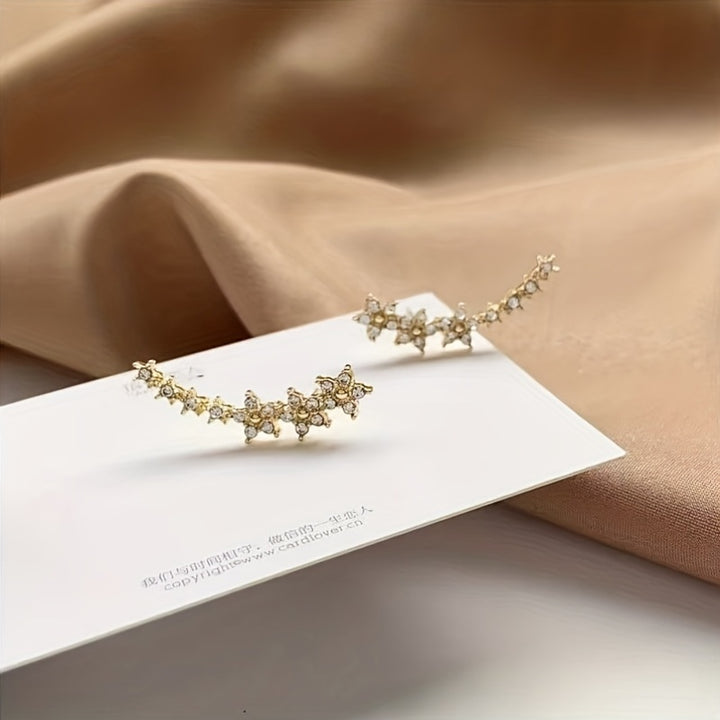 Fleurine | Rhinestone Flower Ear Climbers