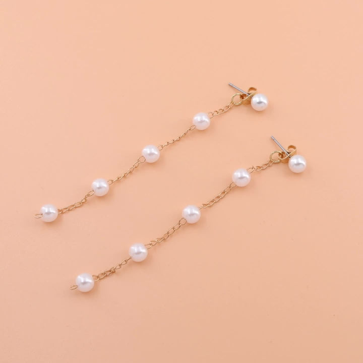Evangeline | Faux Pearl Tassel Long Dangle Earrings