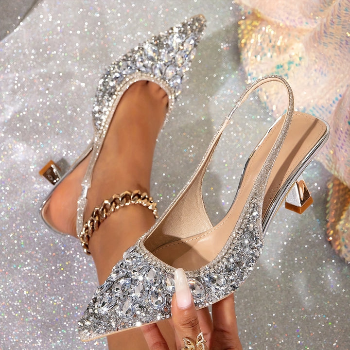Lucinda | Crystal Slingback Heels