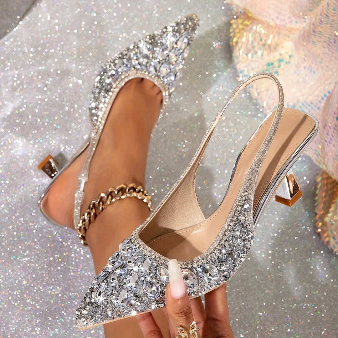 Lucinda | Crystal Slingback Heels