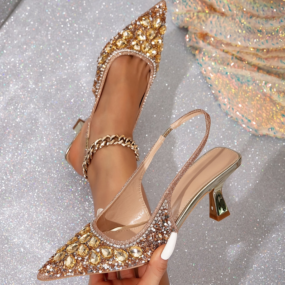 Lucinda | Crystal Slingback Heels