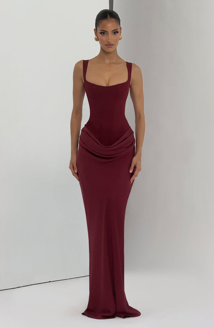 Serephina | Romantic Burgundy Maxi Dress
