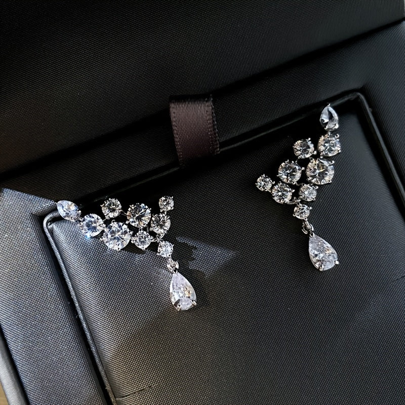 Madrigal | Cubic Zirconia Cluster Teardrop Earrings
