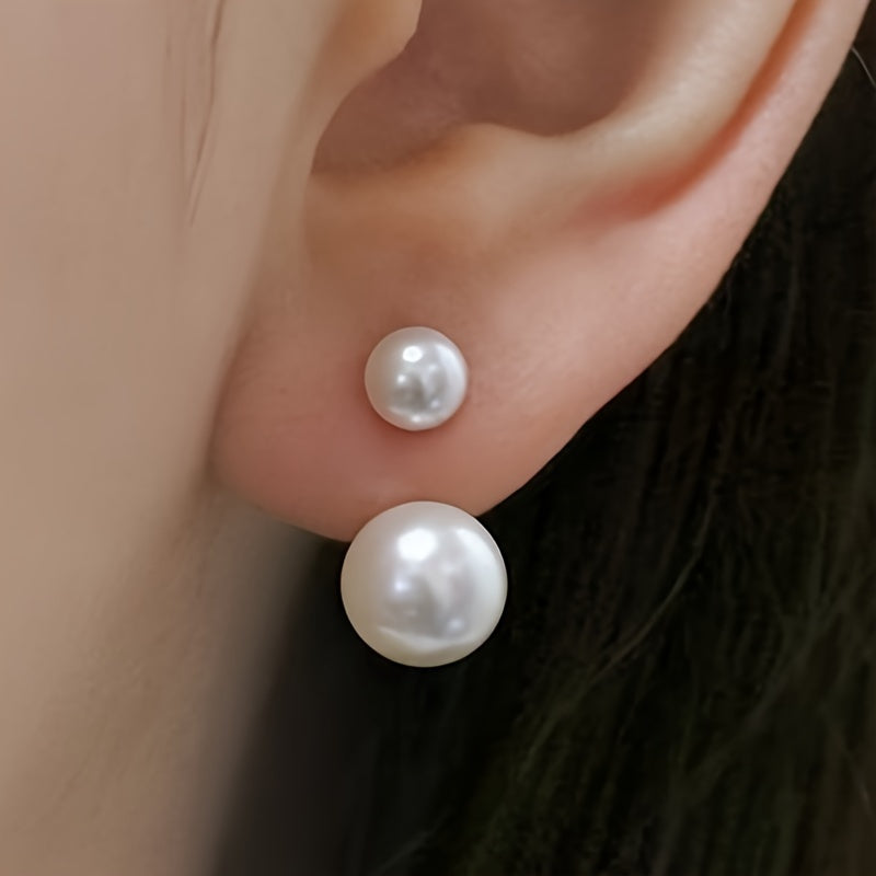 Hastia | Double-Sided Faux Pearl Front-Back Stud Earrings
