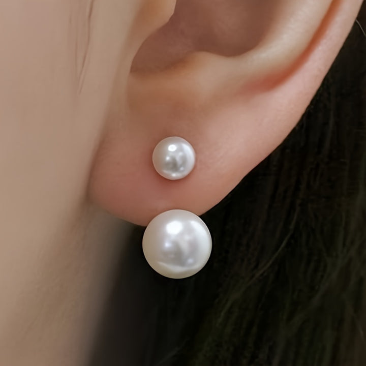 Hastia | Double-Sided Faux Pearl Front-Back Stud Earrings