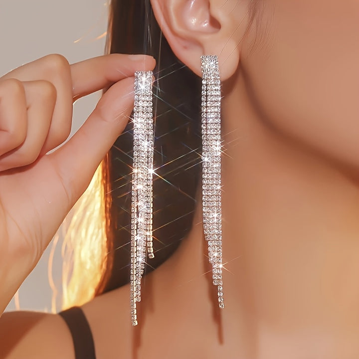 Aureline | Rhinestone Fringe Earrings