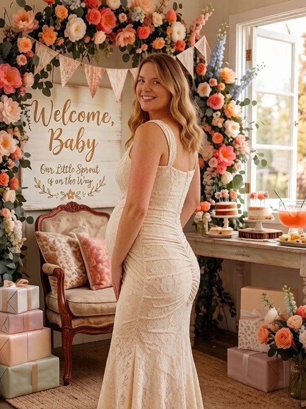 Imogen | Ruched Lace Mermaid Maternity Dress