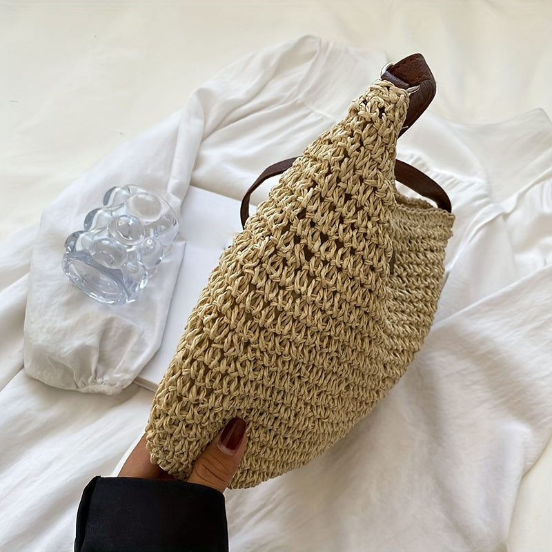 Noemia | Handwoven Straw Hobo Crossbody Bag