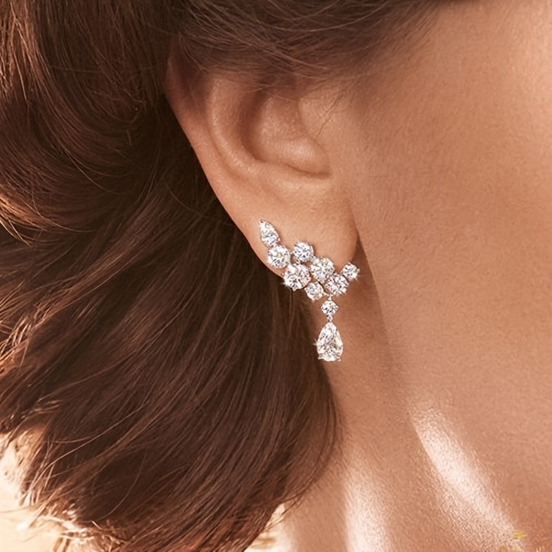 Madrigal | Cubic Zirconia Cluster Teardrop Earrings