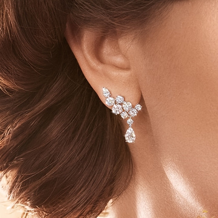 Madrigal | Cubic Zirconia Cluster Teardrop Earrings